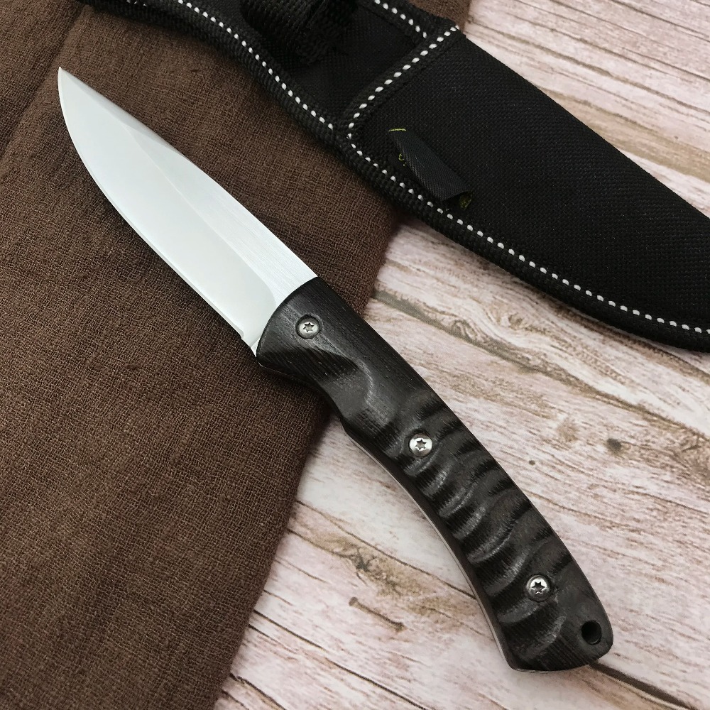 Hunting And Camping In Jungle - 新型固定刃ハンティングナイフ、木製ハンドル、フルタング、ジャングルナイフ、シース付き、アウトドアキャンプ用ツールナイフ