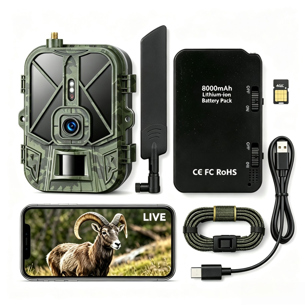 Hunting And Outdoor Shows - 屋外用4G 120MP 4Kライブショーウイルドライフカメラ、スマホアプリ対応、防水、ナイトビジョン、モーションセンサー、IP66、ハンティングフォトトラップカメラ