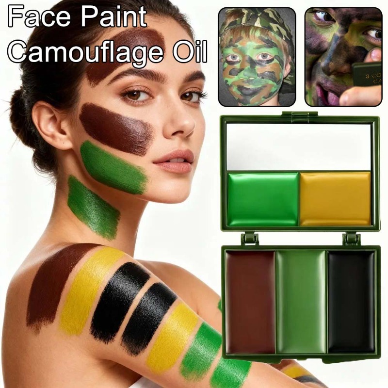 Camo Face Paint - 三色迷彩フェイスペイント戦術アウトドア Cs フィールド装備リアルな迷彩メイクアップオイル変装＆ブレンディング用