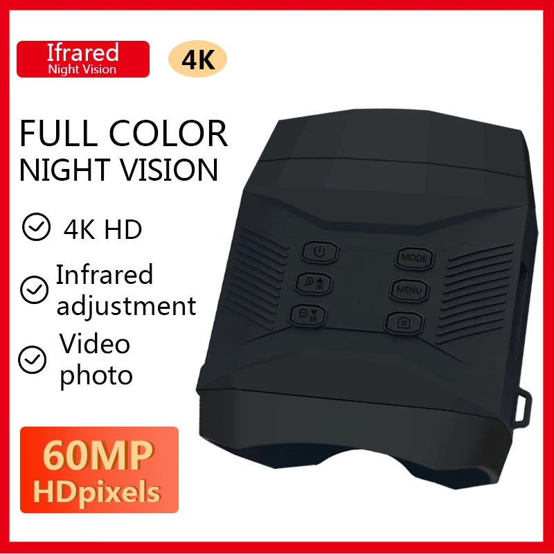 Trail Camera Infrared - 1個 フルカラー双眼鏡暗視カメラ 3.0インチ液晶ディスプレイ 60MP 8倍デジタルズーム 屋外トレイルカメラ