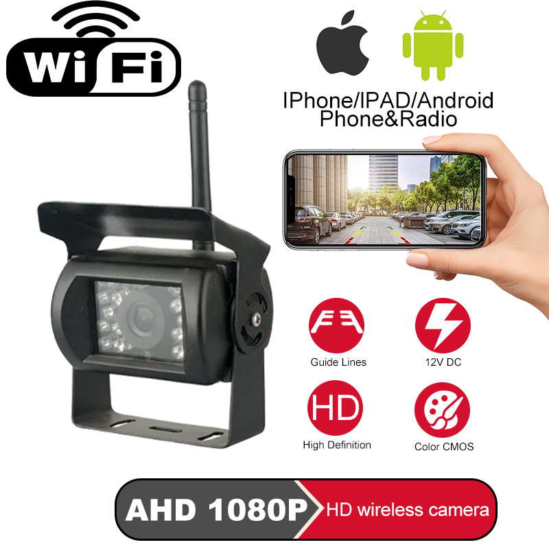 Trail Camera Infrared - ワイヤレスWiFi車載バックカメラHDナイトビジョン防水リバースカメラiOS AndroidトラックRVトレーラー用