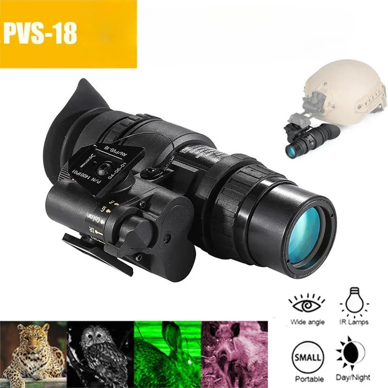 Trail Camera Infrared - ハンティングカメラ ヘッドマウント式ナイトビジョン単眼鏡 ハンティング用ヘルメット PVS-18 NVG 赤外線ナイトビジョン