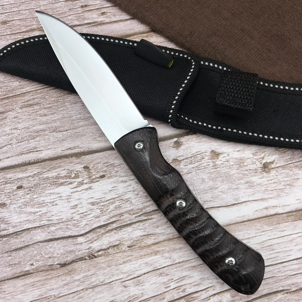 新型固定刃ハンティングナイフ、木製ハンドル、フルタング、ジャ - Hunting And Camping In Jungle のレビューと価格