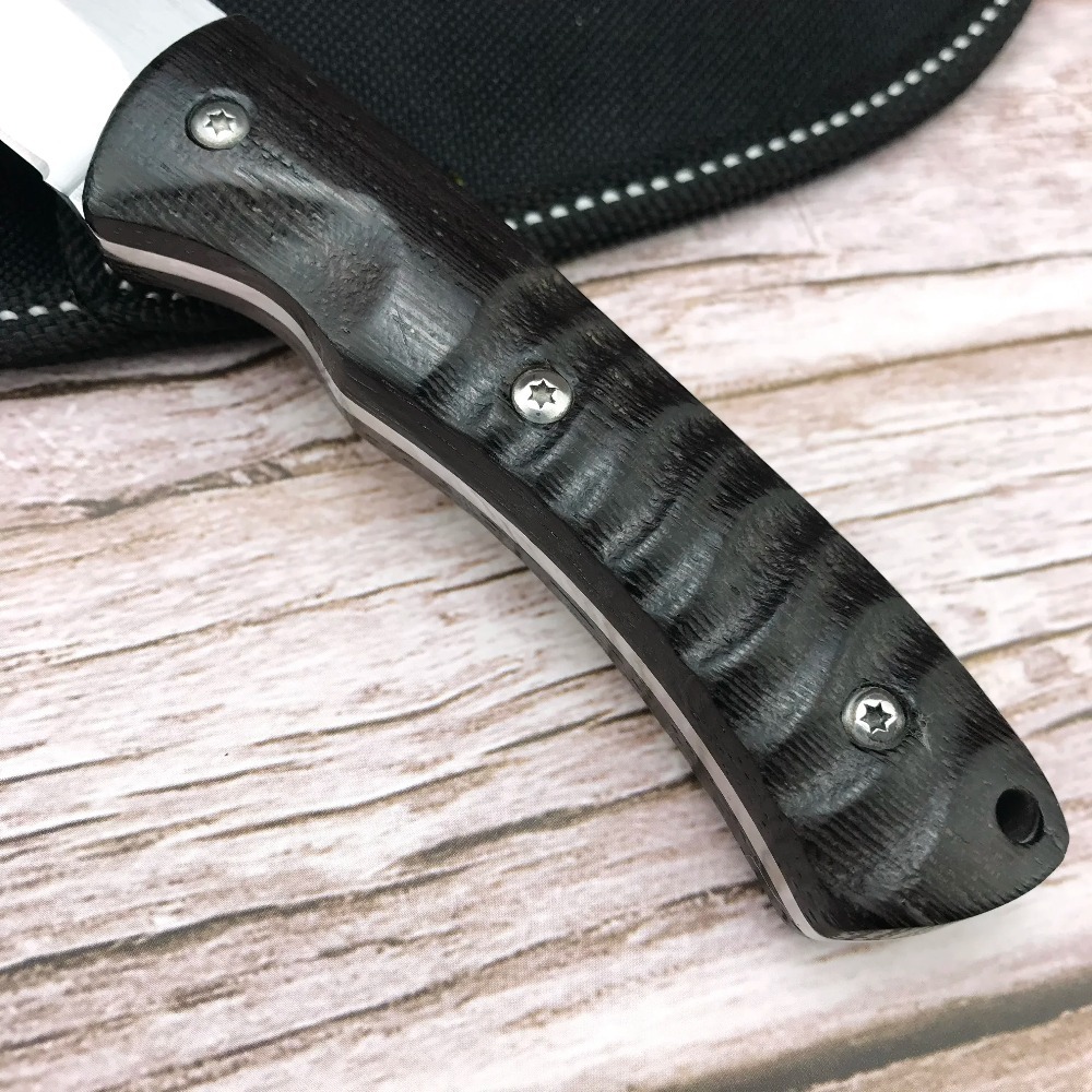 新型固定刃ハンティングナイフ、木製ハンドル、フルタング、ジャ - Hunting And Camping In Jungle のレビューと価格