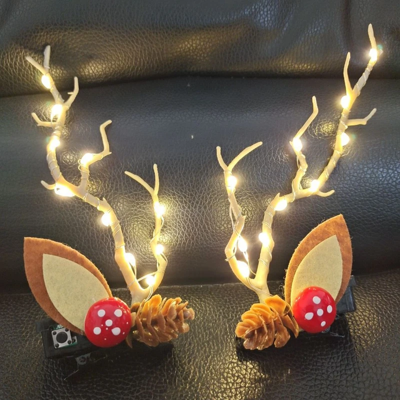 LED クリスマス枝角帽子女性女の子のための光るヘラジカの角 - Elk Bugle Call のレビューと価格