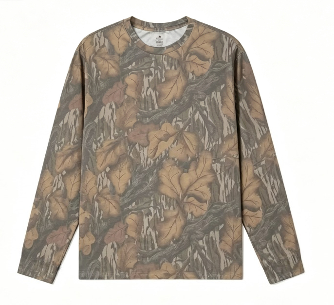 カモフラージュ柄長袖Tシャツ ツリーリーフ迷彩プリント クル - Outdoor Hunting Prints のレビューと価格