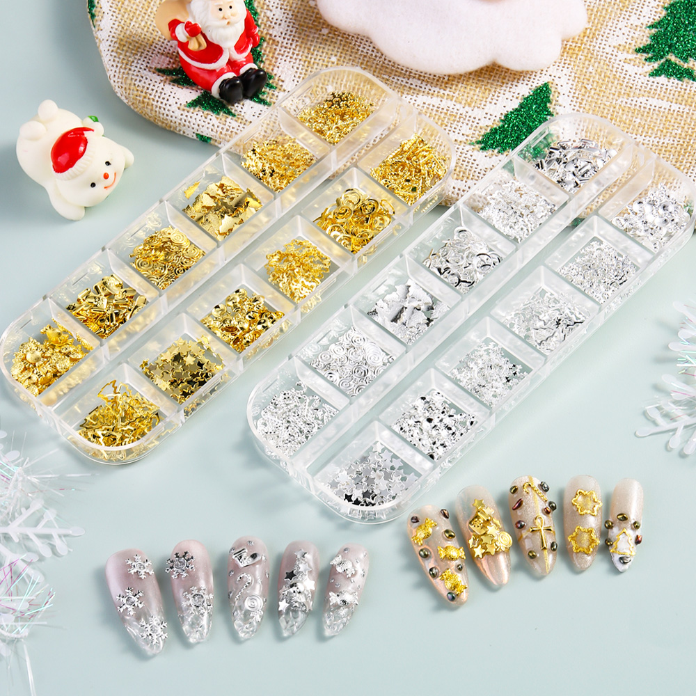 3Dの金銀色の雪の結晶、クリスマスネイルアートの装飾、雪の結 - Elk Bugle Call のレビューと価格